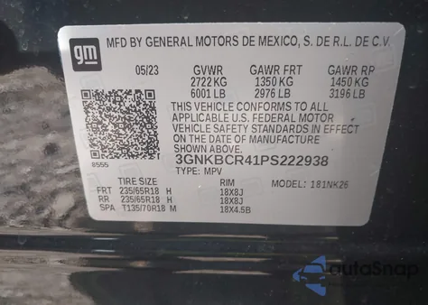 2023 Chevrolet Blazer Fwd 2Lt из США, поврежденный, VIN 3GNKBCR41PS222938